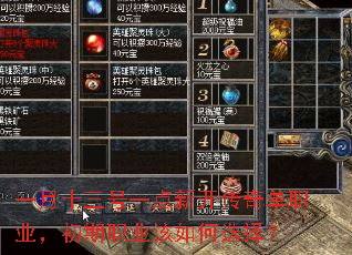 一月十三号一点新开传奇单职业,初期职业该如何选择? 一月十三号一点新开传奇单职业,初期职业该如何选择?
