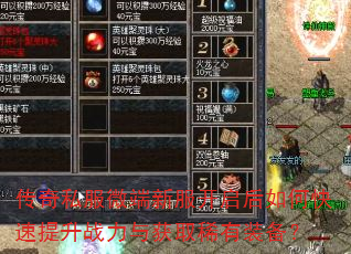 传奇私服微端新服开启后如何快速提升战力与获取稀有装备? 传奇私服微端新服开启后如何快速提升战力与获取稀有装备?