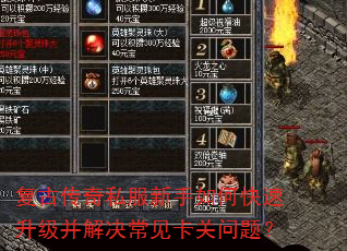 复古传奇私服新手如何快速升级并解决常见卡关问题? 复古传奇私服新手如何快速升级并解决常见卡关问题?