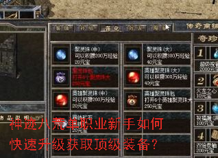 神迹八荒单职业新手如何快速升级获取顶级装备? 神迹八荒单职业新手如何快速升级获取顶级装备?